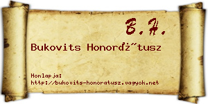 Bukovits Honorátusz névjegykártya